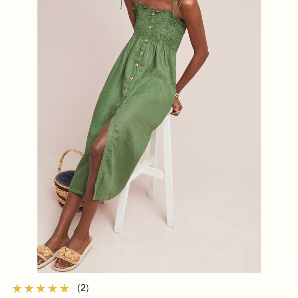 Faithfull the brand green linen dress XL or US 10